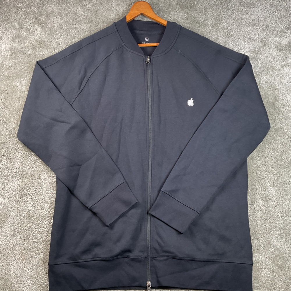 Apple Zip Up Bomber Jacket Mens XL Black Excellent Employee Exclusive Sweatshirt